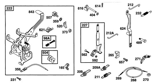 Controls Diagram and Parts List for 226432-0057-XX  Briggs and Stratton Engine